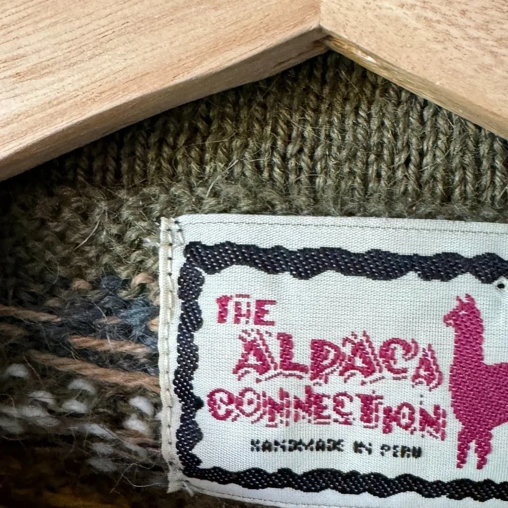 The Alpaca Connection Peru Handmade Stripped Button Front Cardigan Pockets - Picture 3 of 16